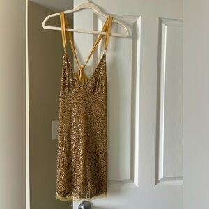 Free People Gold Rush Slip dress, Size Small